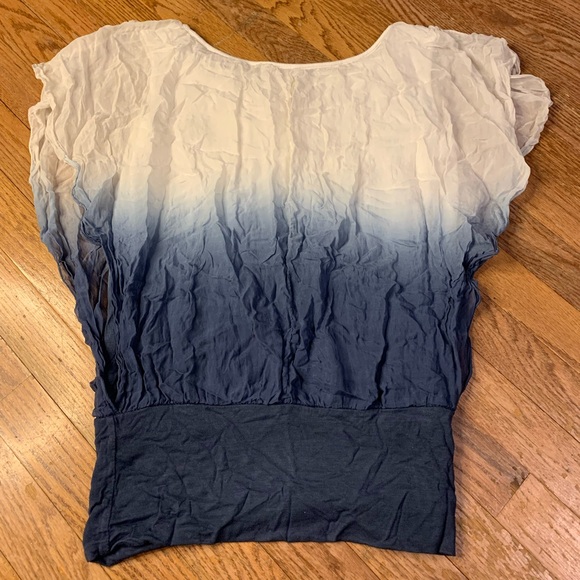 GIUSY Made in Italy Silk Ombre Blouse - Blue & White - Size S - Picture 2 of 8